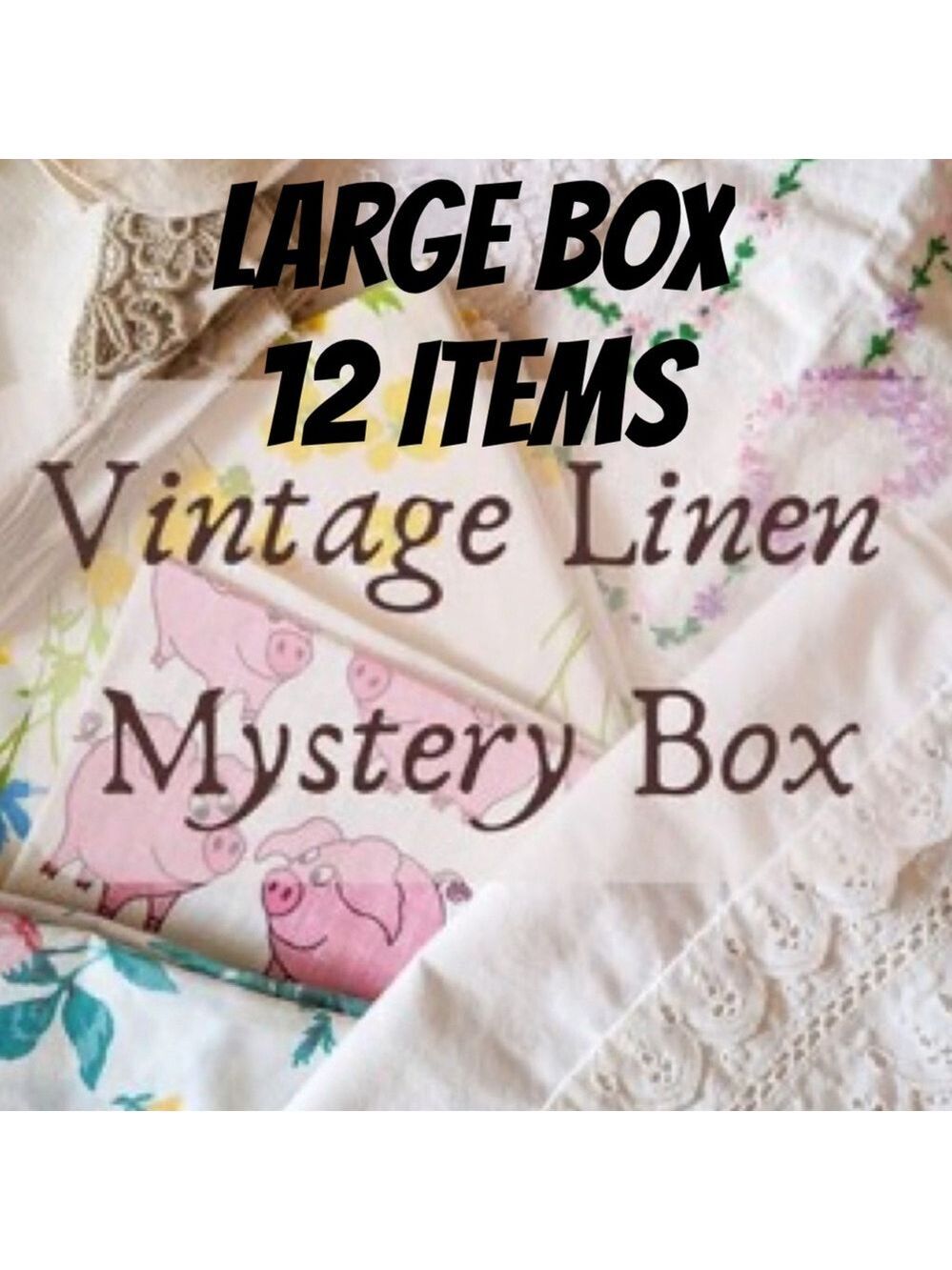 Vintage Mystery Box of Vintage table linens • Large set of 12 items cottagecore
